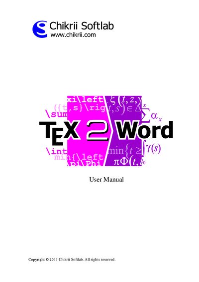 Chikrii Softlab TeX2Word User Manual