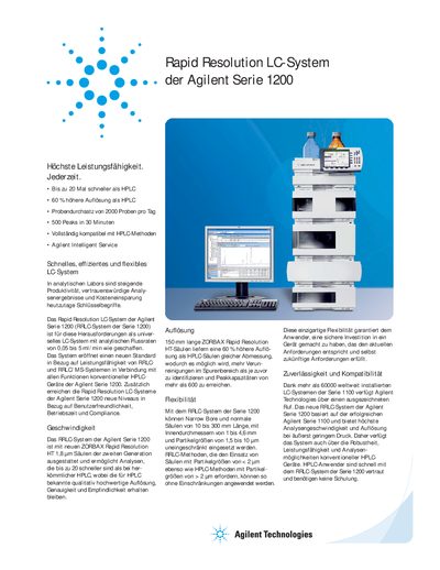 Agilent 1200 Series Rapid Resolution LC System Product Leaflet - cover page