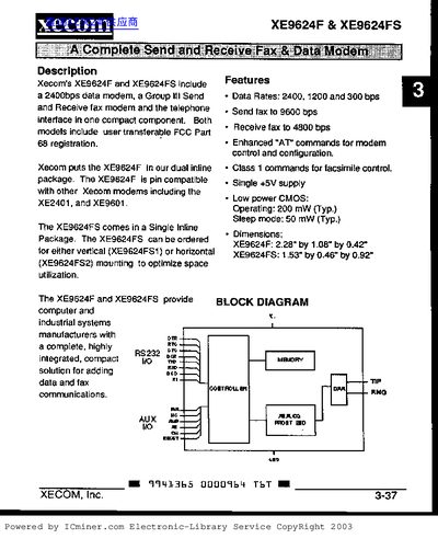 XECOM XE9624F and XE9624FS Datasheet - cover page