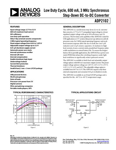 Analog Devices ADP2102 Datasheet - cover page