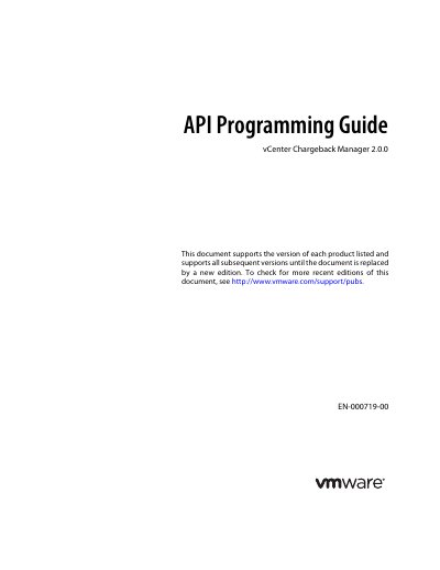 VMware vCenter Chargeback Manager 2.0.0 API Programming Guide - cover page