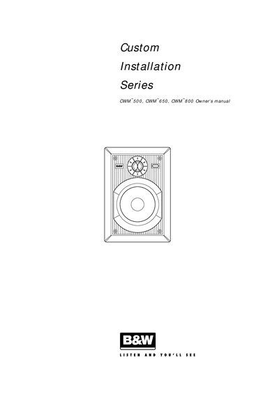 B&W CWM500 CWM650 CWM800 User Manual - cover page