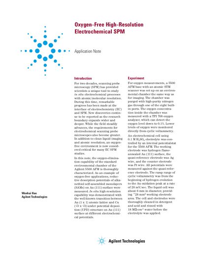 Agilent 5500 AFM Oxygen-Free High-Resolution Electrochemical SPM Application Note - cover page