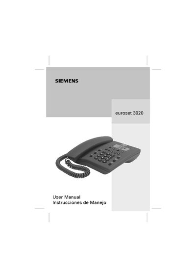 Siemens Euroset 3020 User Manual - cover page