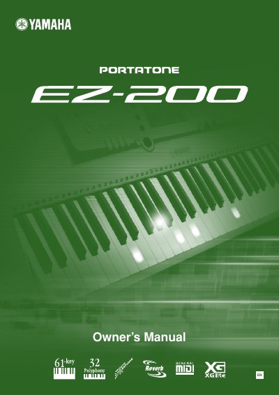 Yamaha EZ-200 Portable Keyboard Owner's Manual