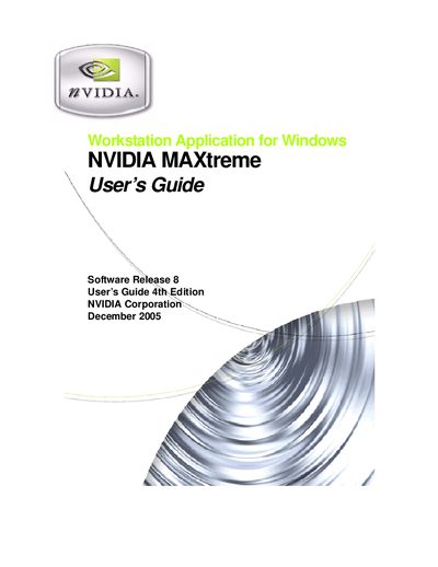 NVIDIA MAXtreme User's Guide - cover page