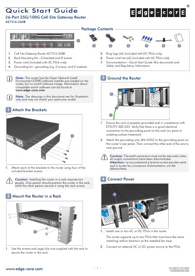 Edge-Core AS7316-26XB Cell Site Gateway Router Quick Start Guide - cover page