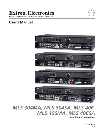 Extron MLS 304MA, MLS 304SA, MLS 406, MLS 406MA, MLS 406SA User Manual - cover page
