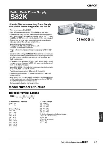 Omron S82K Switch Mode Power Supply User Manual - cover page