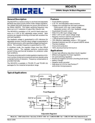 Micrel MIC4576 Datasheet - cover page