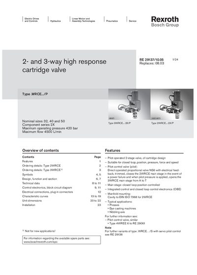 Rexroth 2- 3-way high response cartridge valveManual - cover page