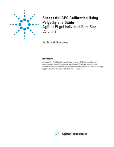 Agilent PLgel Individual Pore Size Columns Technical Overview - cover page