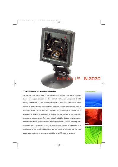 Scantech N-3030 Barcode Scanner Product Leaflet - cover page