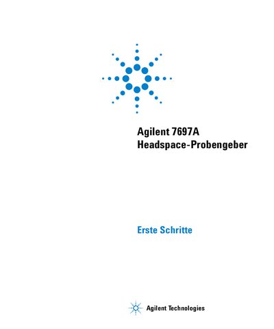 Agilent 7697A Headspace-Probengeber Erste Schritte Manual - cover page