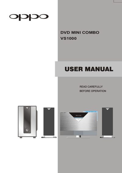 OPPO VS1000 DVD Player User Manual - cover page