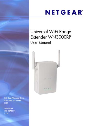 Netgear WN3000RP WiFi Range Extender User Manual - cover page