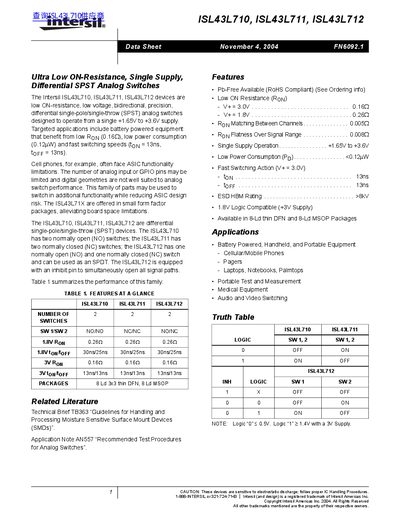intersil ISL43L710 ISL43L711 ISL43L712 handbook  - cover page