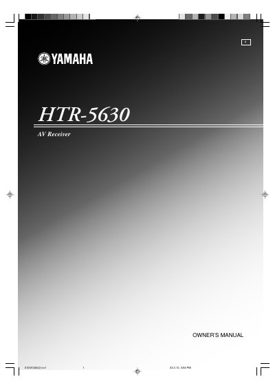 Yamaha HTR-5630 Receiver Owner's Manual - cover page