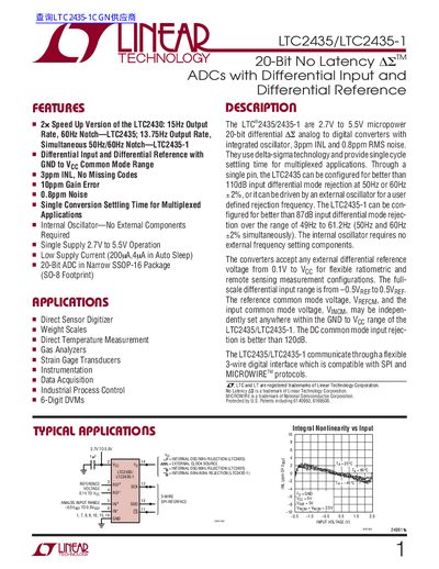 Linear Technology LTC2435/LTC2435-1 20-Bit ADC Datasheet - cover page
