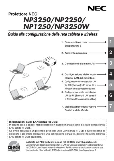 NEC NP3250/NP2250/NP1250/NP3250W LAN Configuration Guide - cover page
