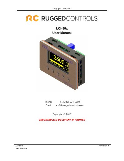 Rugged Controls LCI-80x Multivariable Controller User Manual