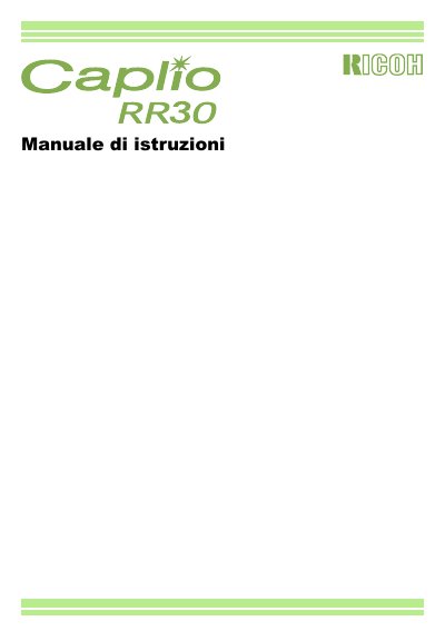 Ricoh Caplio RR30 Digital Camera User Manual - cover page