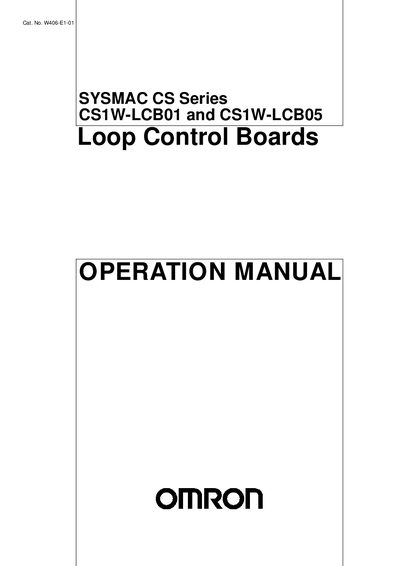 Omron SYSMAC CS Series CS1W-LCB01 and CS1W-LCB05 Loop Control Boards Operation Manual - cover page