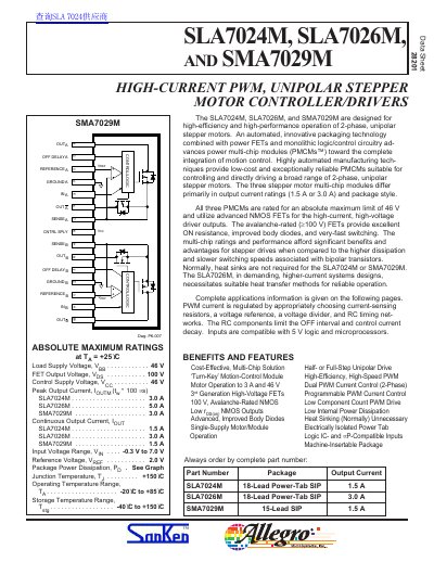 Allegro MicroSystems SLA7024M/SLA7026M/SMA7029M Datasheet - cover page
