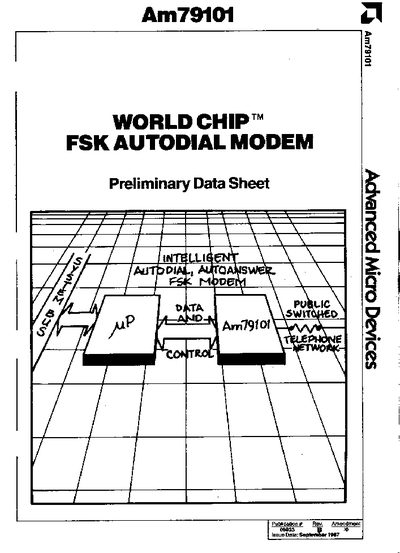 AMD Am79191 WORLD CHIP FSK AUTODIAL MODEM Data Sheet - cover page