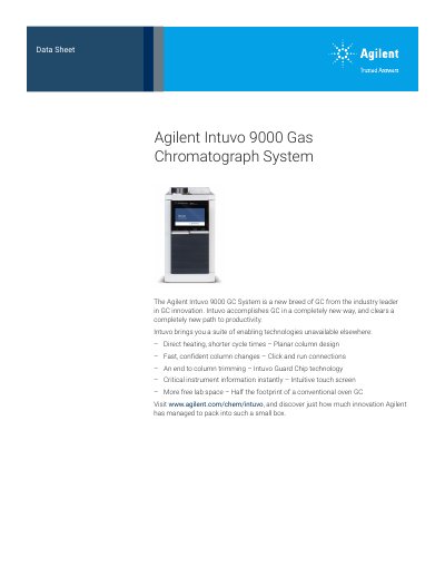 Agilent Intuvo 9000 Gas Chromatograph System Data Sheet - cover page