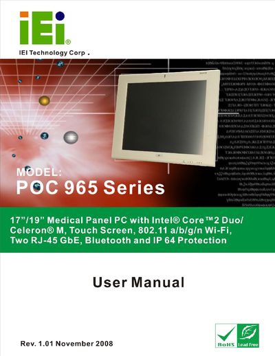 IEI Technology POC-965 Series Medical Panel PC User Manual