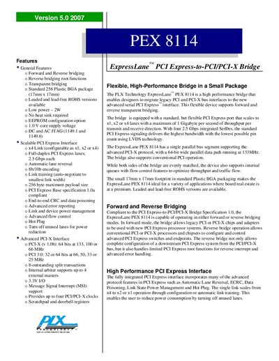 PLX Technology PEX8114 Datasheet - cover page