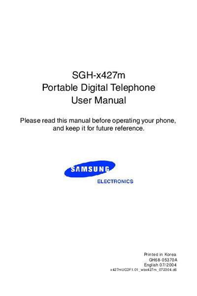 Samsung SGH-x427m Mobile Phone User Manual