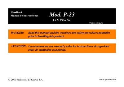 GAMO P-23 CO2 PISTOL instruction manual