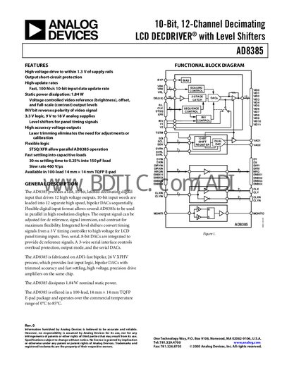 Analog Devices AD8385 Datasheet - cover page