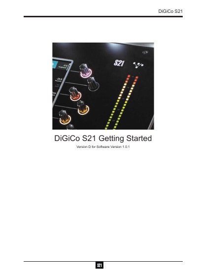 DiGiCo S21 Getting Started Guide - cover page