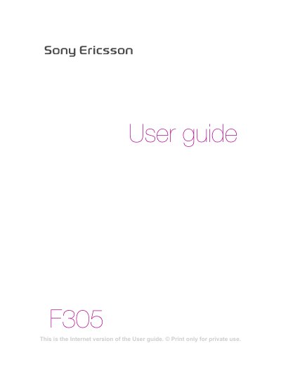 Sony Ericsson F305 User Guide
