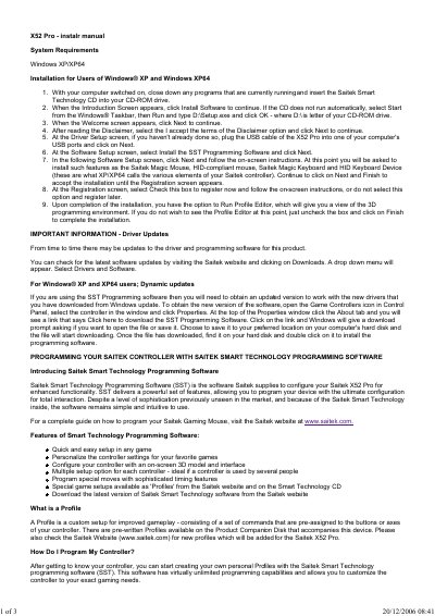 Saitek X52 Pro Installation and Programming Guide - cover page