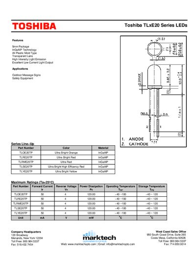 Toshiba TLxE20 Series LEDs Product Leaflet - cover page