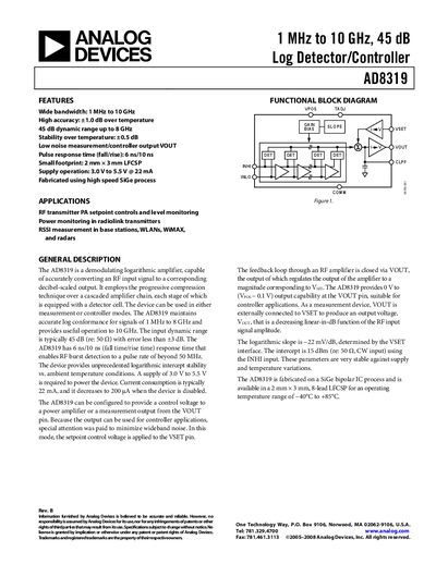 Analog Devices AD8319 Datasheet