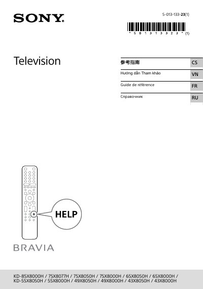 Sony KD-85X8000H Series Television User Manual - cover page