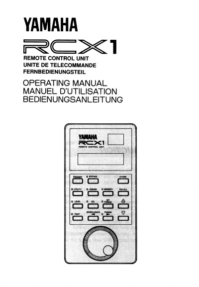 Yamaha RCX1 Remote Control Unit Operating Manual - cover page