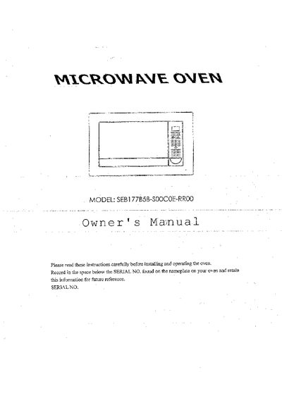 MICROWAVE OVEN SEB177B58-S00C0E-RR00 user manual - cover page