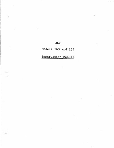 dbx Models 163 and 164 Compressor/Limiter Instruction Manual - cover page