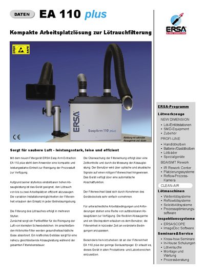ERSA EA 110 Product Leaflet - cover page