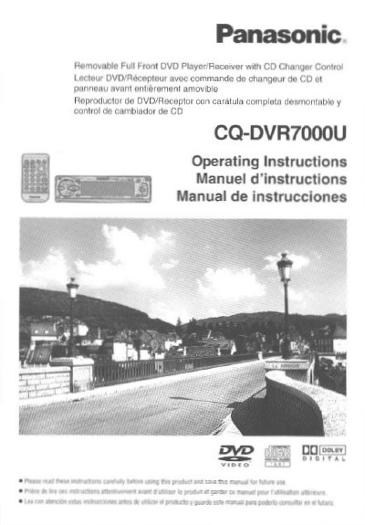 Panasonic CQ-DVR7000U Removable Full Front OVD Player/Receiver Operating Instructions - cover page