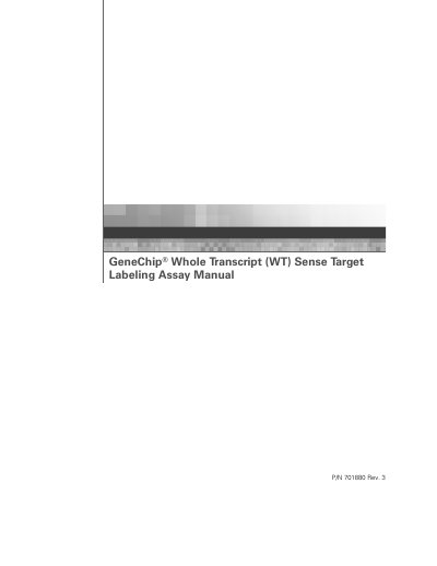 Affymetrix WT Sense Target Labeling Assay User Manual - cover page
