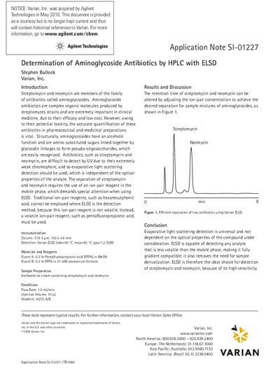 Agilent SI-01227 Application Note Determination of Aminoglycoside Antibiotics by HPLC with ELSD - cover page