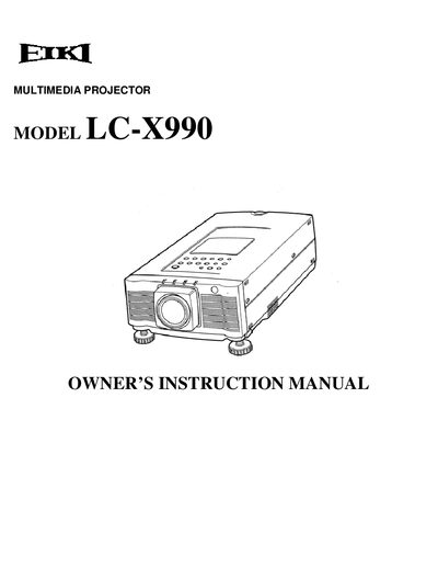 Eiki LC‑X990 Multimedia Projector Owner's Manual - cover page
