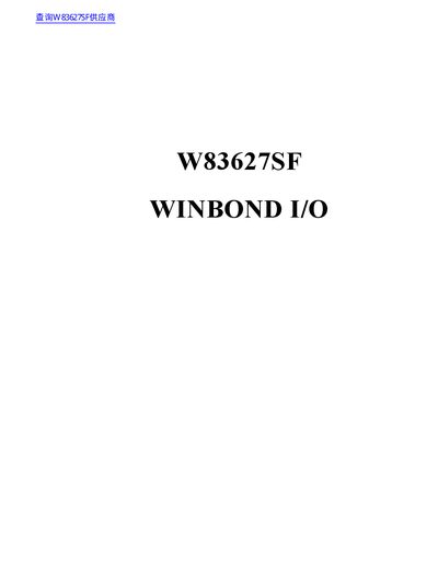 Winbond W83627SF Datasheet - cover page